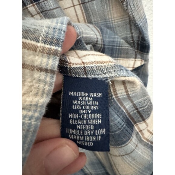 Chaps Women’s Plaid Blue Long Sleeve Button Down Shirt Chest Pockets XL - Picture 7 of 10